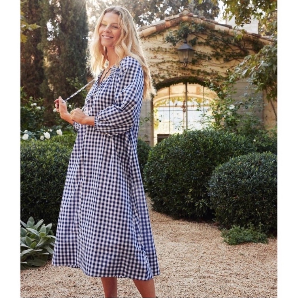 LAKE day dress, navy and white gingham, medium